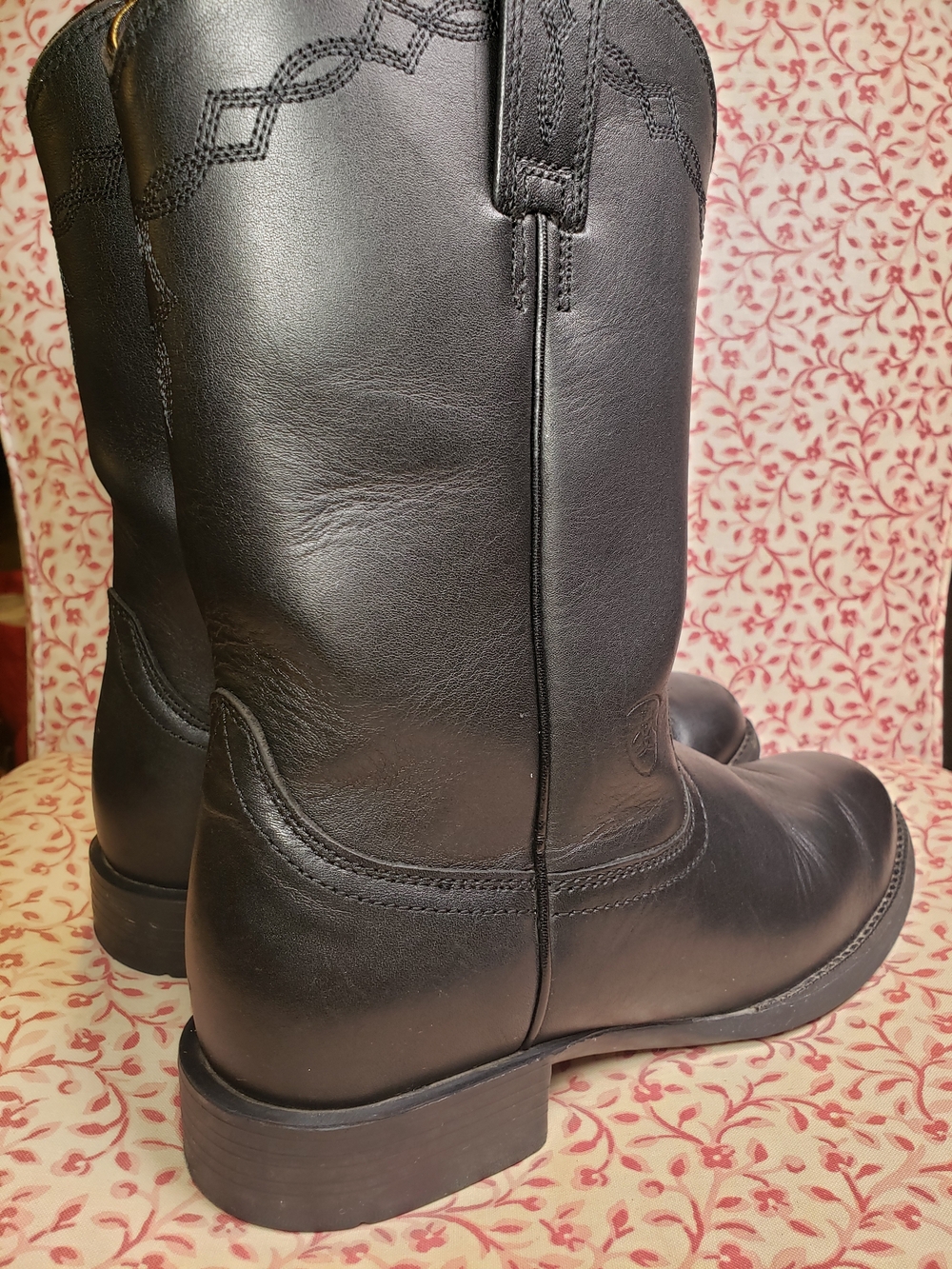 Ariat Black Heritage Roper Leather Western Cowboy Boots - Picture 10 of 10
